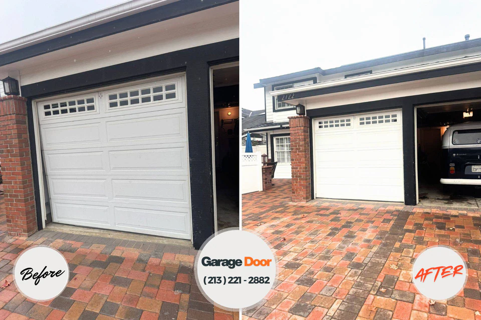 Before and after: garage door repair Essex Junction, VT